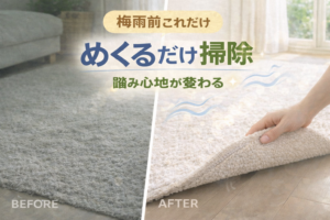 梅雨前これだけ「カーペットめくるだけ」で快適になる理由をご紹介します